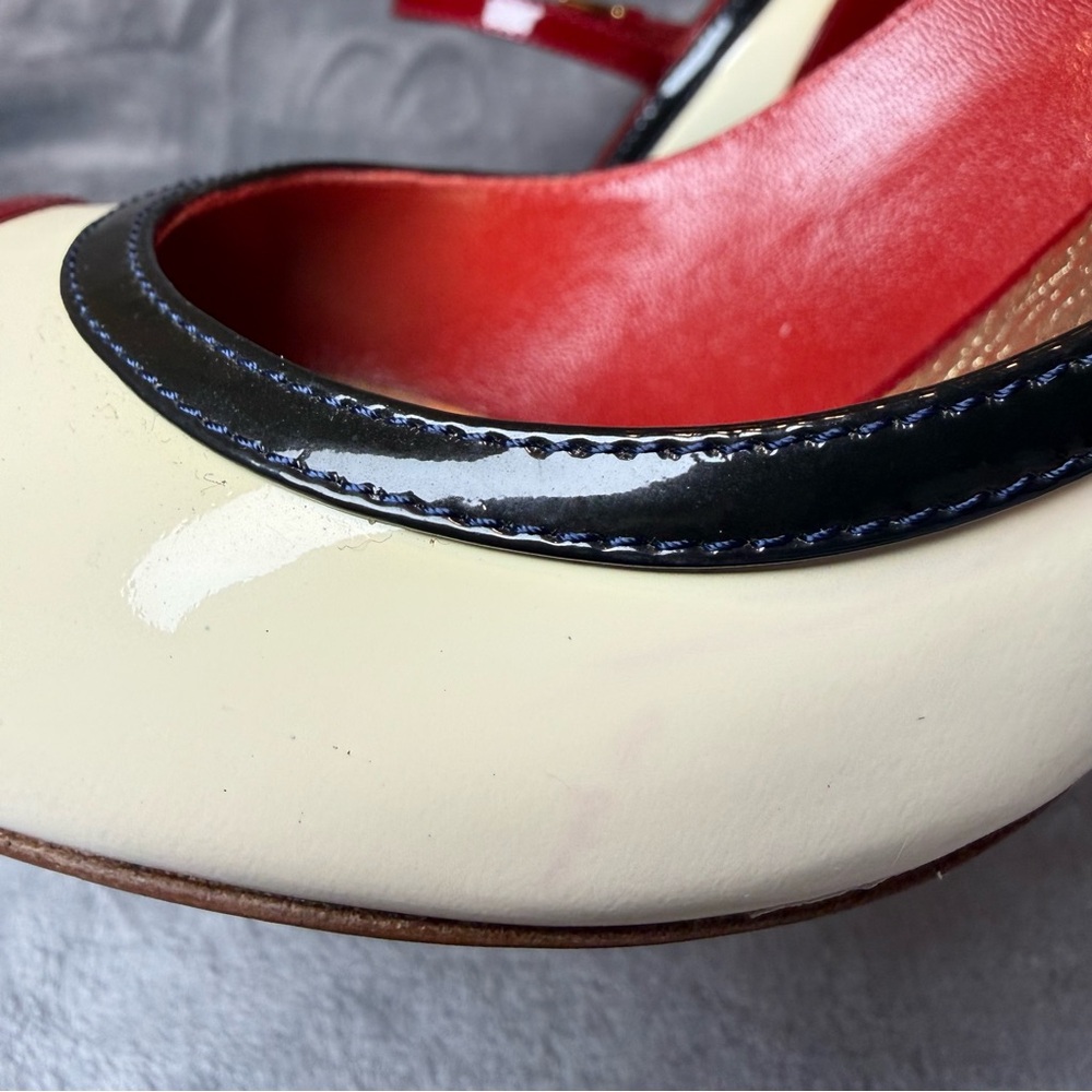 DSQUARED2 Red and Cream Mary Jane Heels - Picture 8 of 12